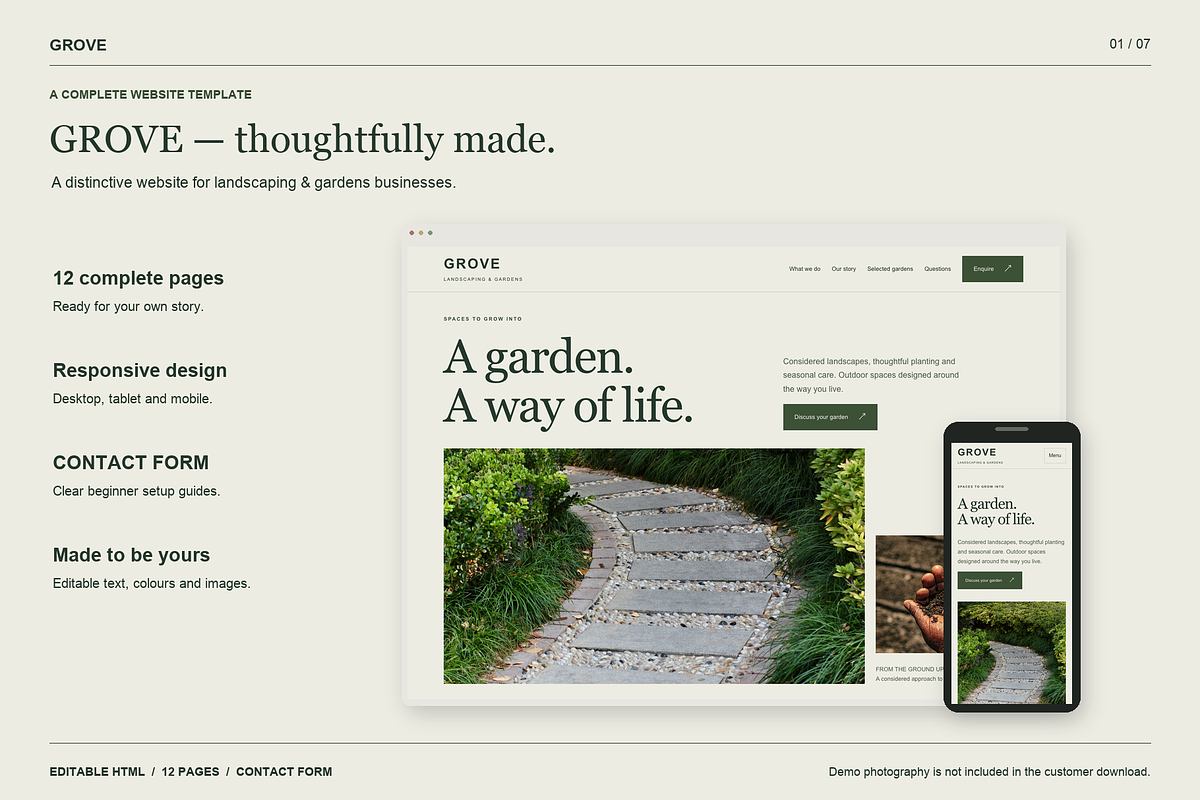 GROVE Landscaping HTML Template, a HTML Template by Darweish Designs (Photo 1 of 7)
