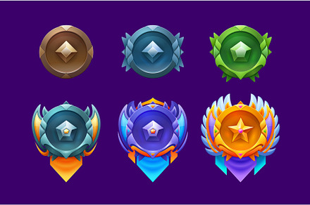 Game level rank badges, an Object Illustration by Vector Tradition