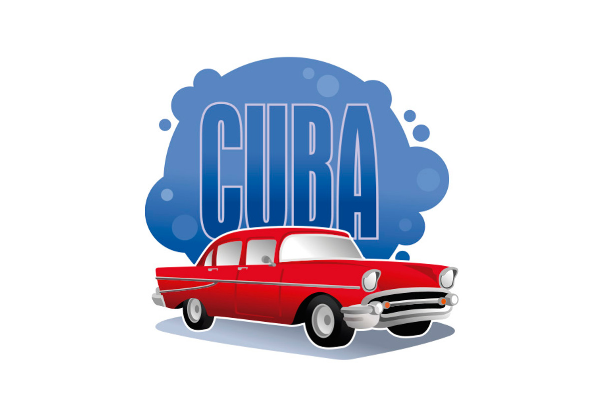 Fondo de auto antiguo con texto Cuba, a Transportation Illustration by JulioEchandia