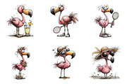 Whimsical Summer Flamingo Clipart, an Illustration by SinaCreation (Thumbnail 2 of 9)