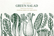 Green Salad Vector Collection, a Food Illustration by Lubov Illustrations Shop (Thumbnail 1 of 7)