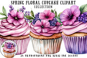 Spring Floral Cupcake Clipart, an Illustration by OK Design (Thumbnail 1 of 6)