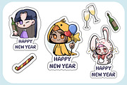New Year Chibi Art Sticker Set 9, an Illustration by vectstudio (Thumbnail 2 of 3)
