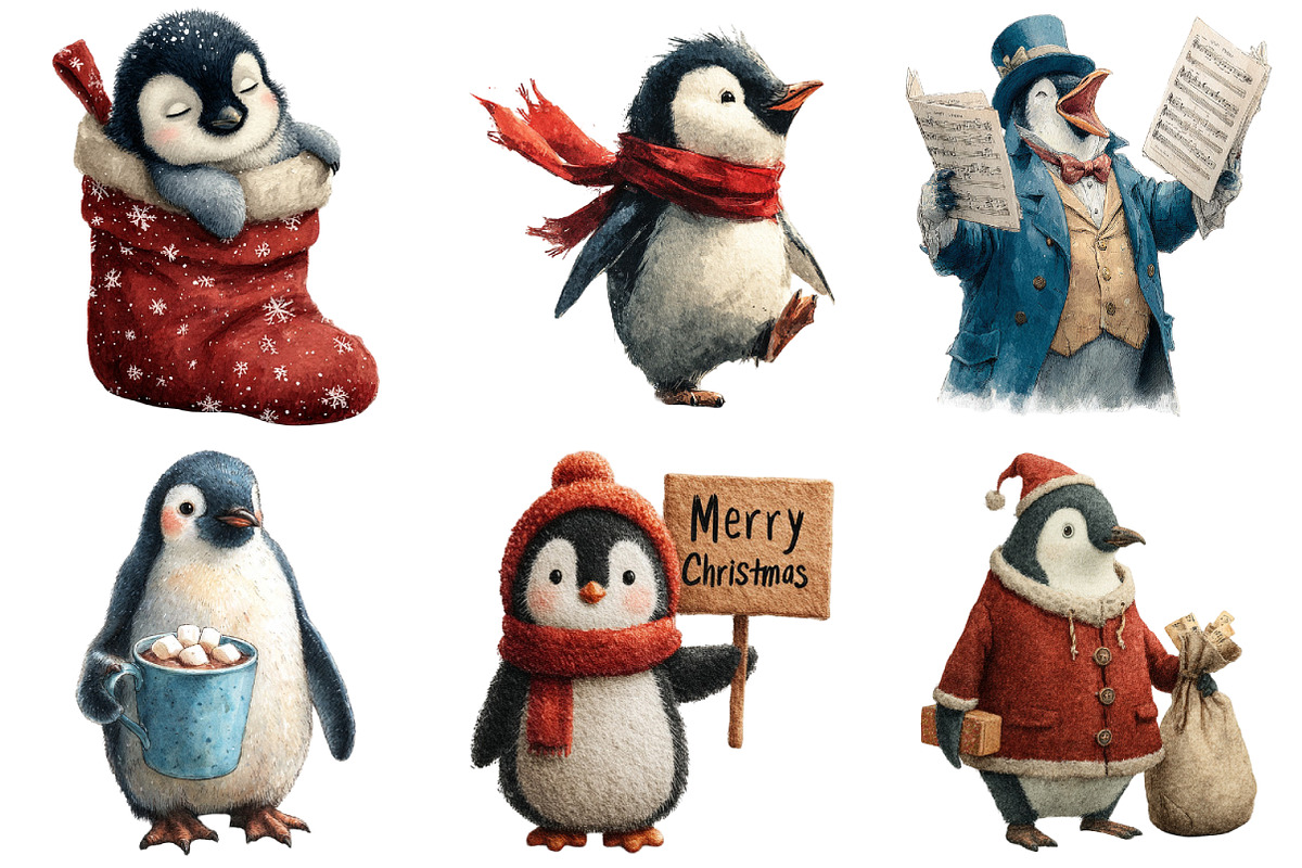 Christmas Penguin Clipart, an Illustration by Daily.Designs (Photo 3 of 5)