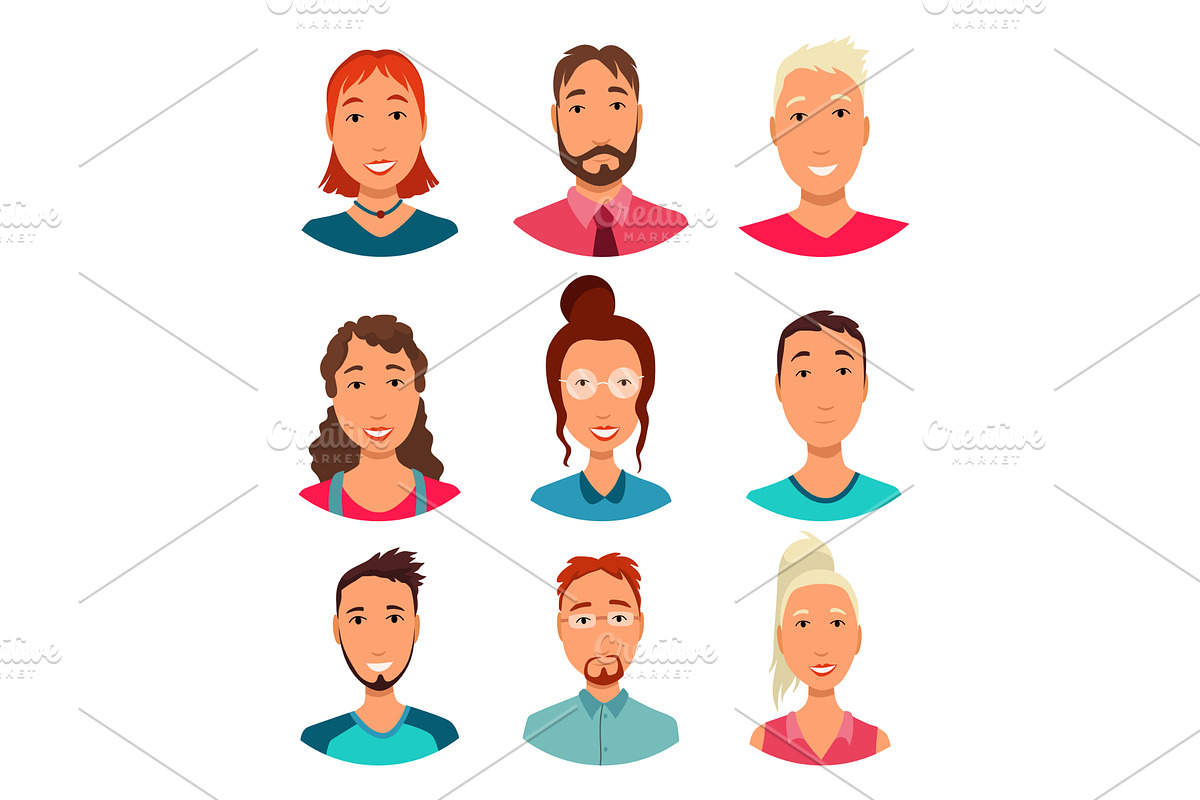 Call center operator avatars without, a Person Illustration by the8monkey