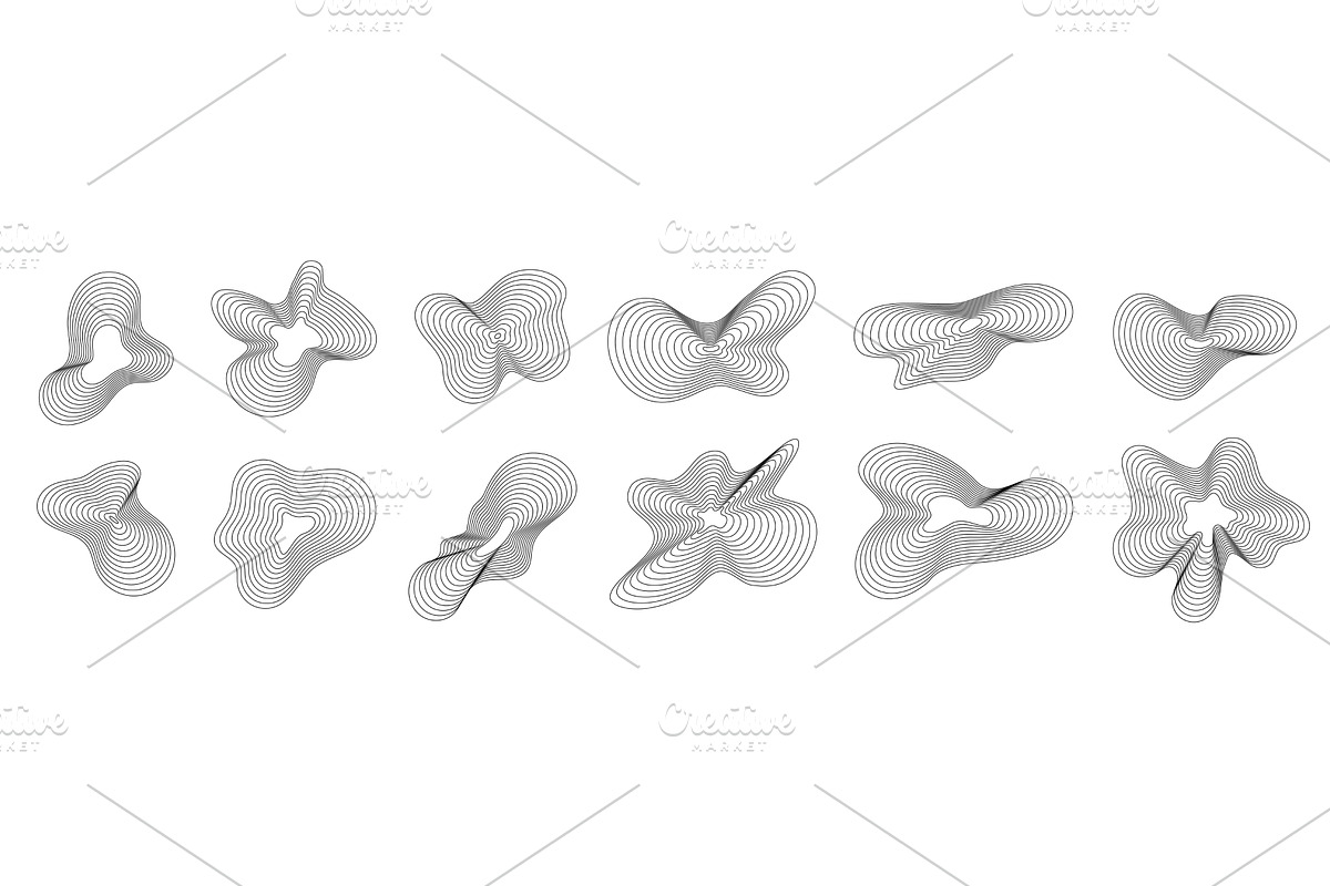 Dynamic wavy line shapes. Abstract, an Illustration by Frogella
