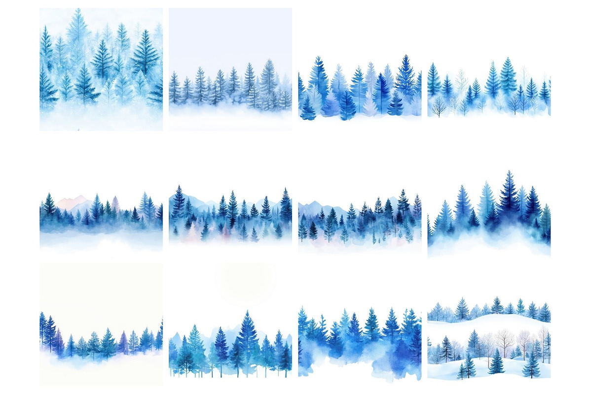 Watercolor Winter Forest, an Illustration by Mashimara (Photo 4 of 6)
