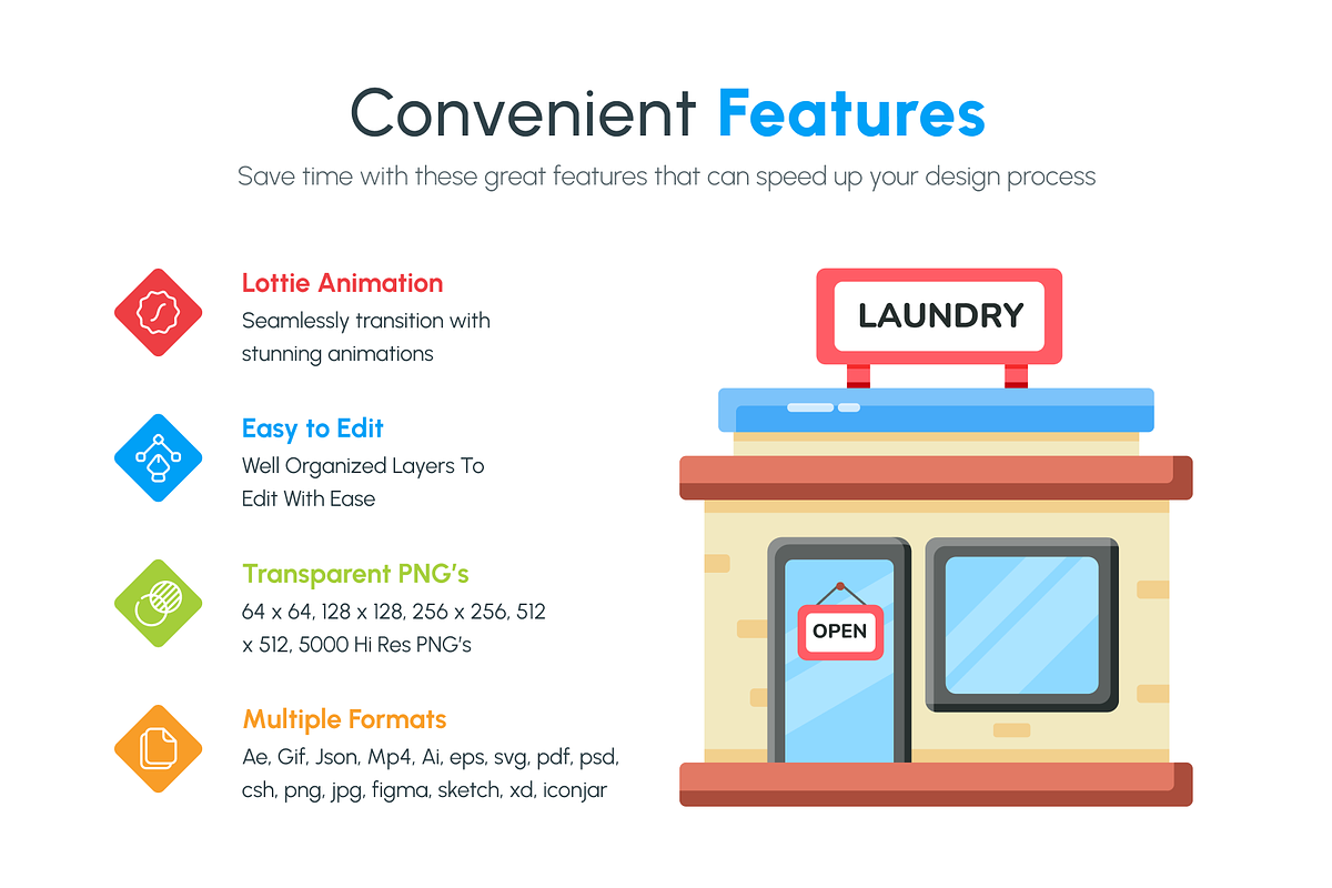 Animated Laundry Flat Icons, a Duotone Icon by Prosymbols (Photo 2 of 9)