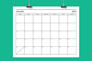 2027 Basic Modern 8.5x11 in Calendar, a Stationery Template by Running With Foxes