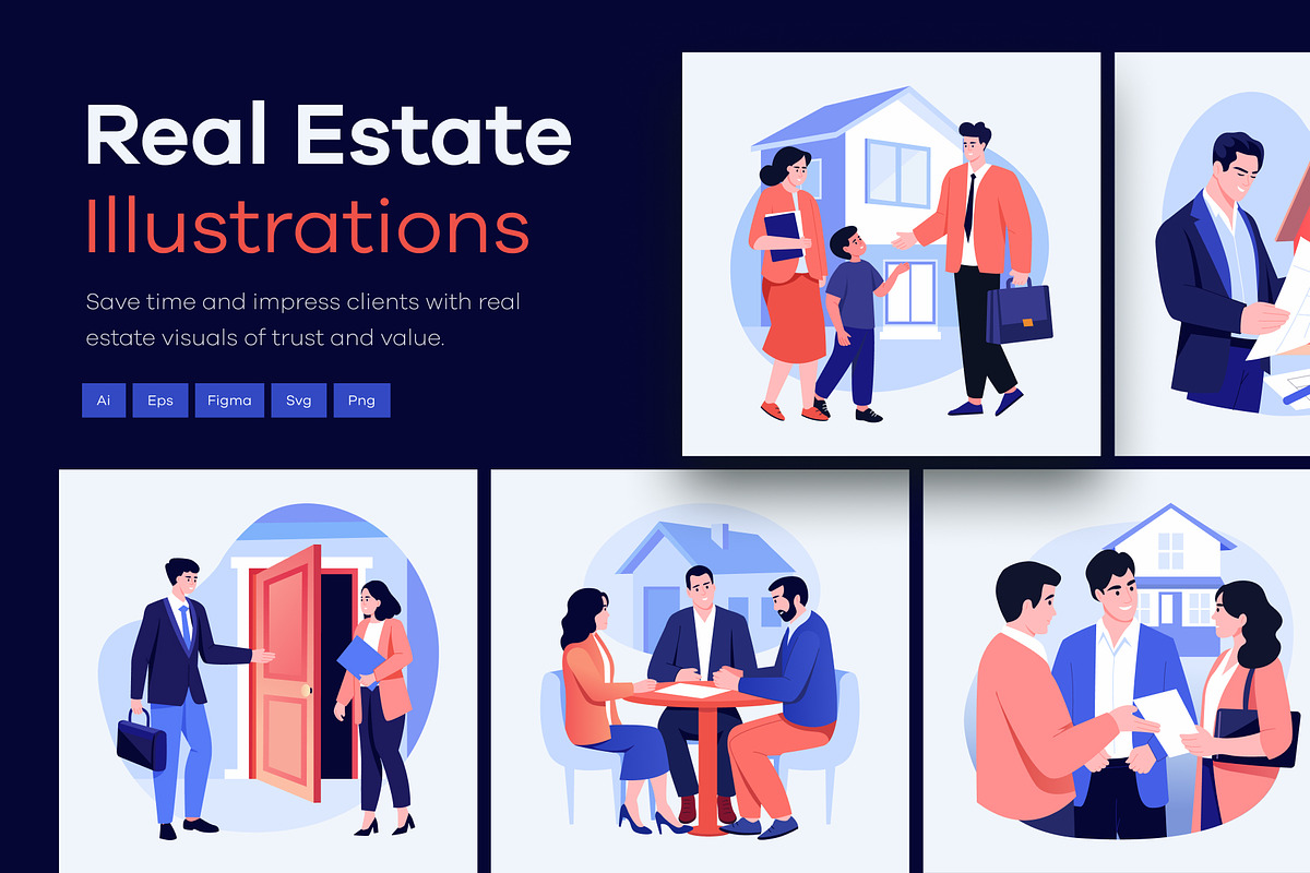 Real Estate Sale Illustration Set, a Finance Illustration by Brickclay (Photo 1 of 9)