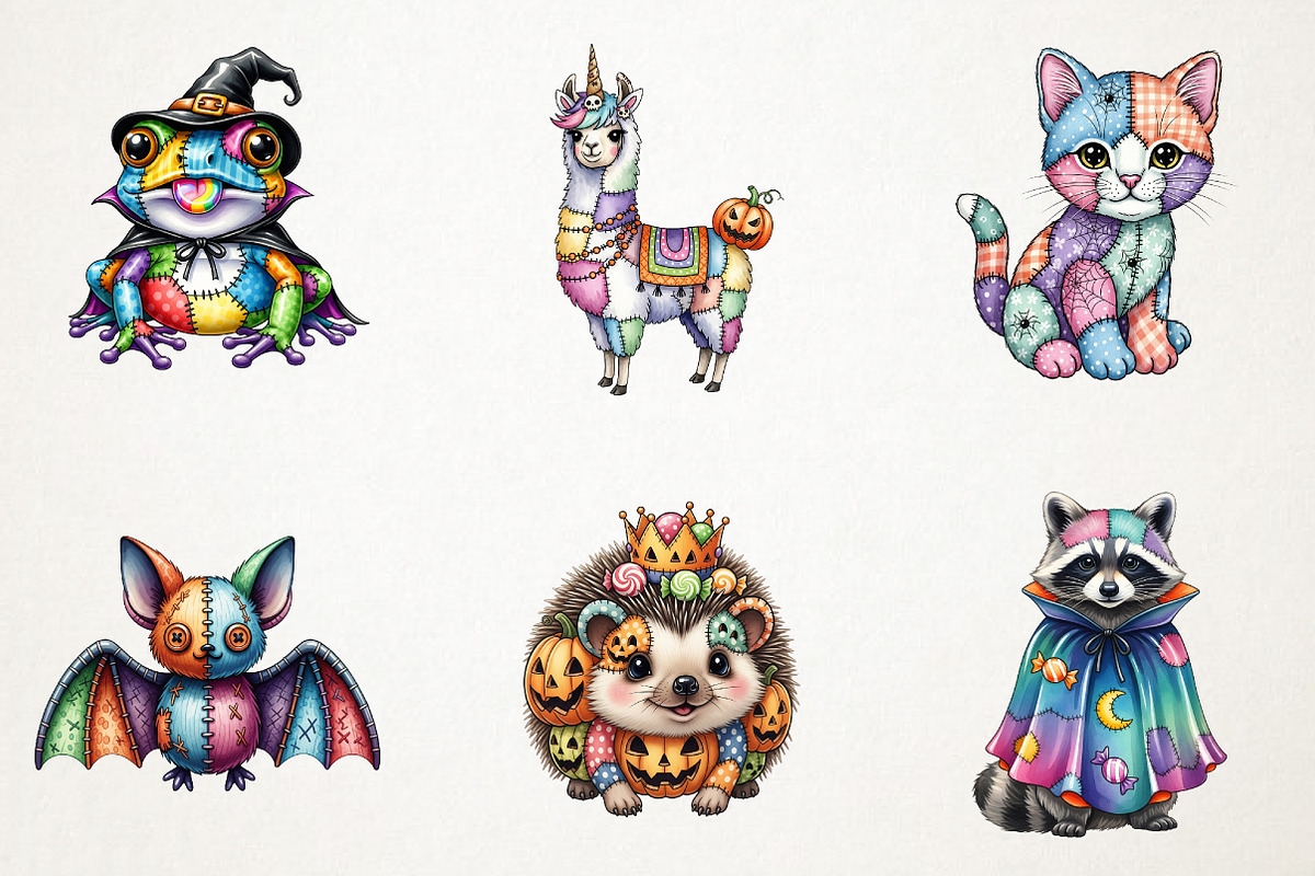 Patchwork Halloween Cute Animals PNG, an Animal Illustration by RobertsArt (Photo 6 of 7)