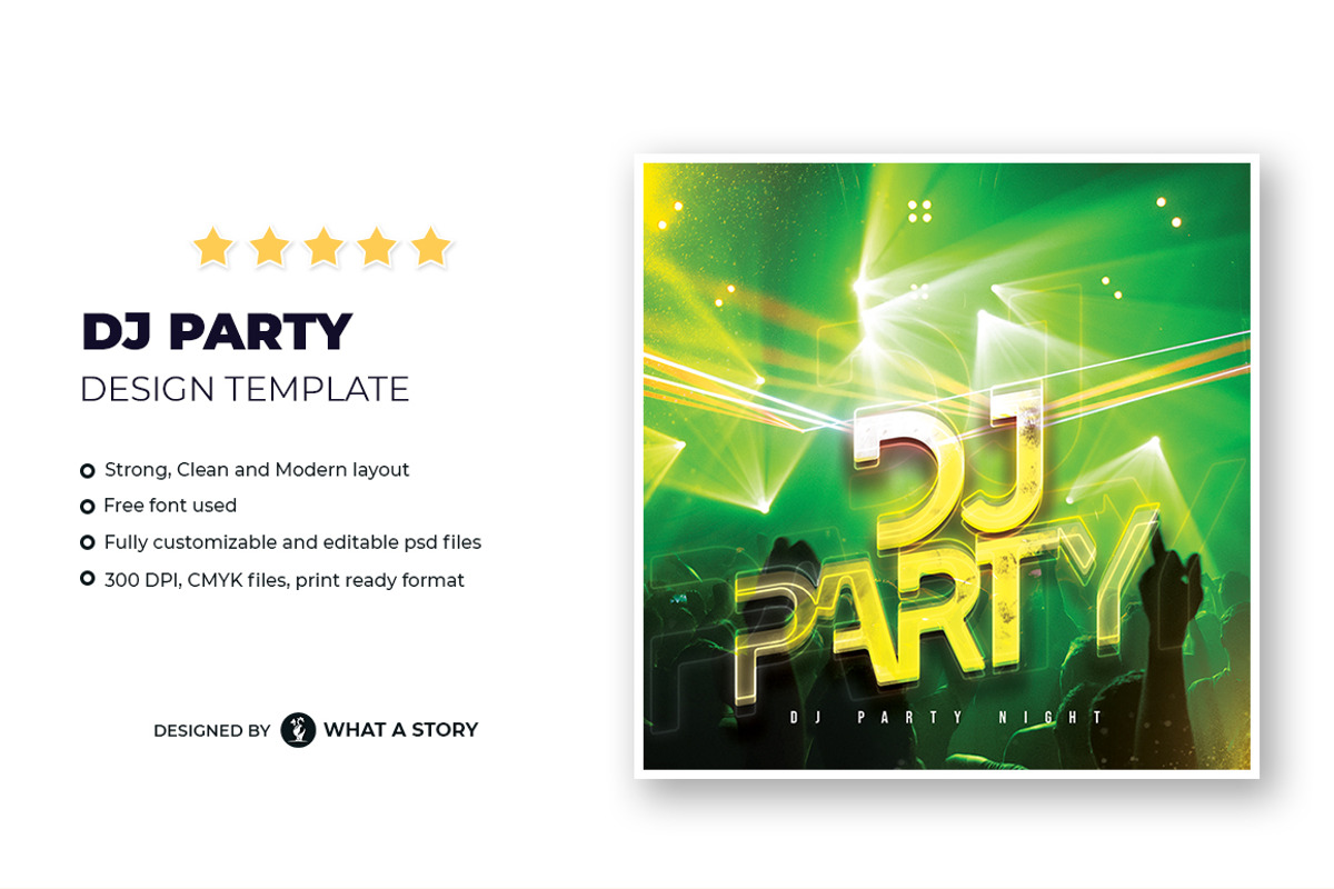 Dj Party Flyer Template, a Flyer Template by What a Story