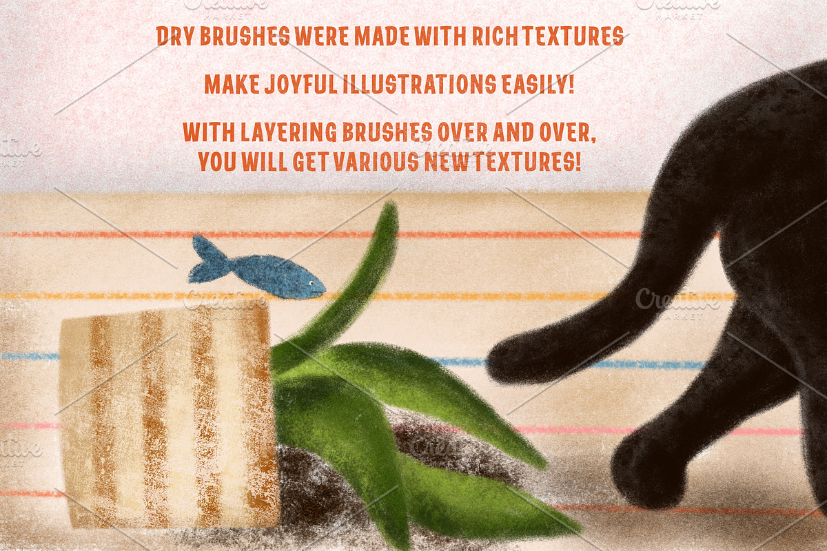 Jolly Dry Brushes for Procreate, a Brush Add-On by Biso Studio (Photo 2 of 8)