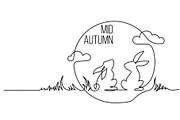 Chinese Mid Autumn Festival linedraw, a Seasonal Illustration by Valenty (Thumbnail 1 of 3)