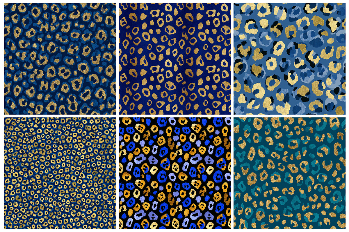 Blue and Gold Leopard Digital Paper, an Illustration by Daily.Designs (Photo 2 of 5)