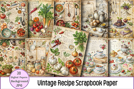 Vintage Recipe Scrapbook Paper