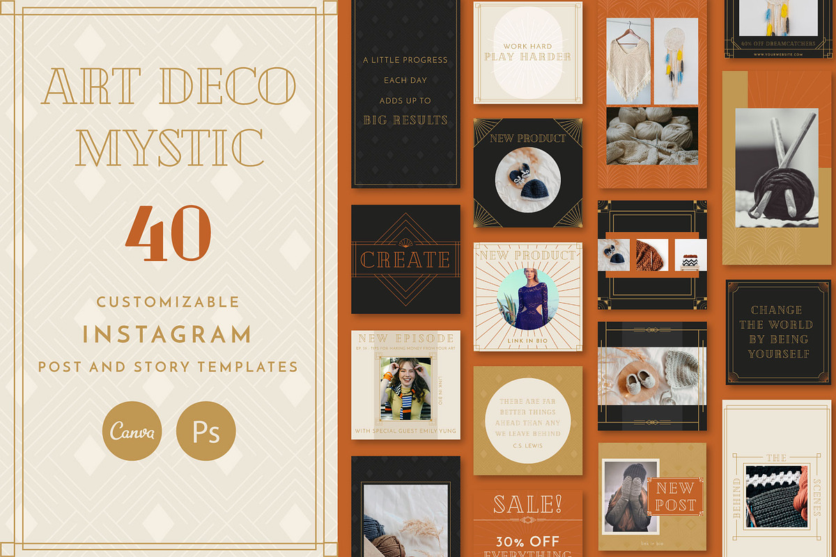 Art Deco Story & Post Templates, a Social Media Template by Liseno Designs (Photo 1 of 8)