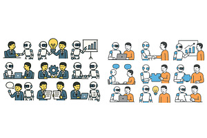 Collaboration between humans and, a Person Illustration by ZinetroN