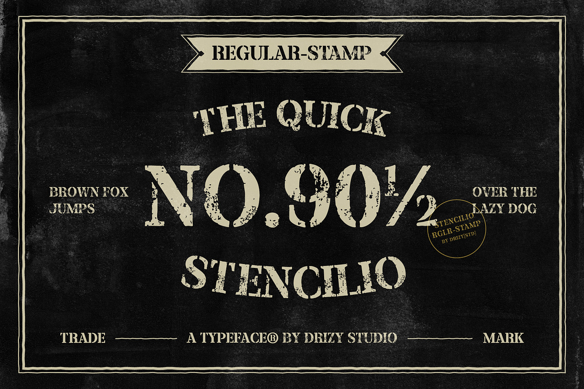 Stencilio – Serif Stencil Grunge, a Serif Font by Drizy (Photo 2 of 10)