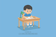 Boy Studying & Writing Illustration, a Person Illustration by Partikusi Design (Thumbnail 2 of 3)