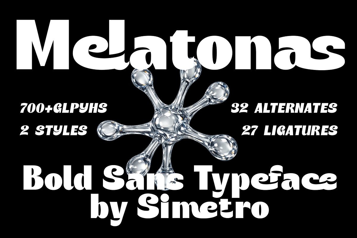 Melatonas - A Bold Display Typeface, a Sans Serif Font by Simetrica Labs (Photo 1 of 16)