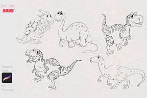 Dinosaur Stamp Children Coloring Art