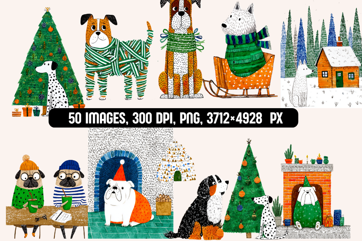Paws & Presents: Christmas Dogs, an Animal Illustration by PrintHaven Designs (Photo 8 of 9)