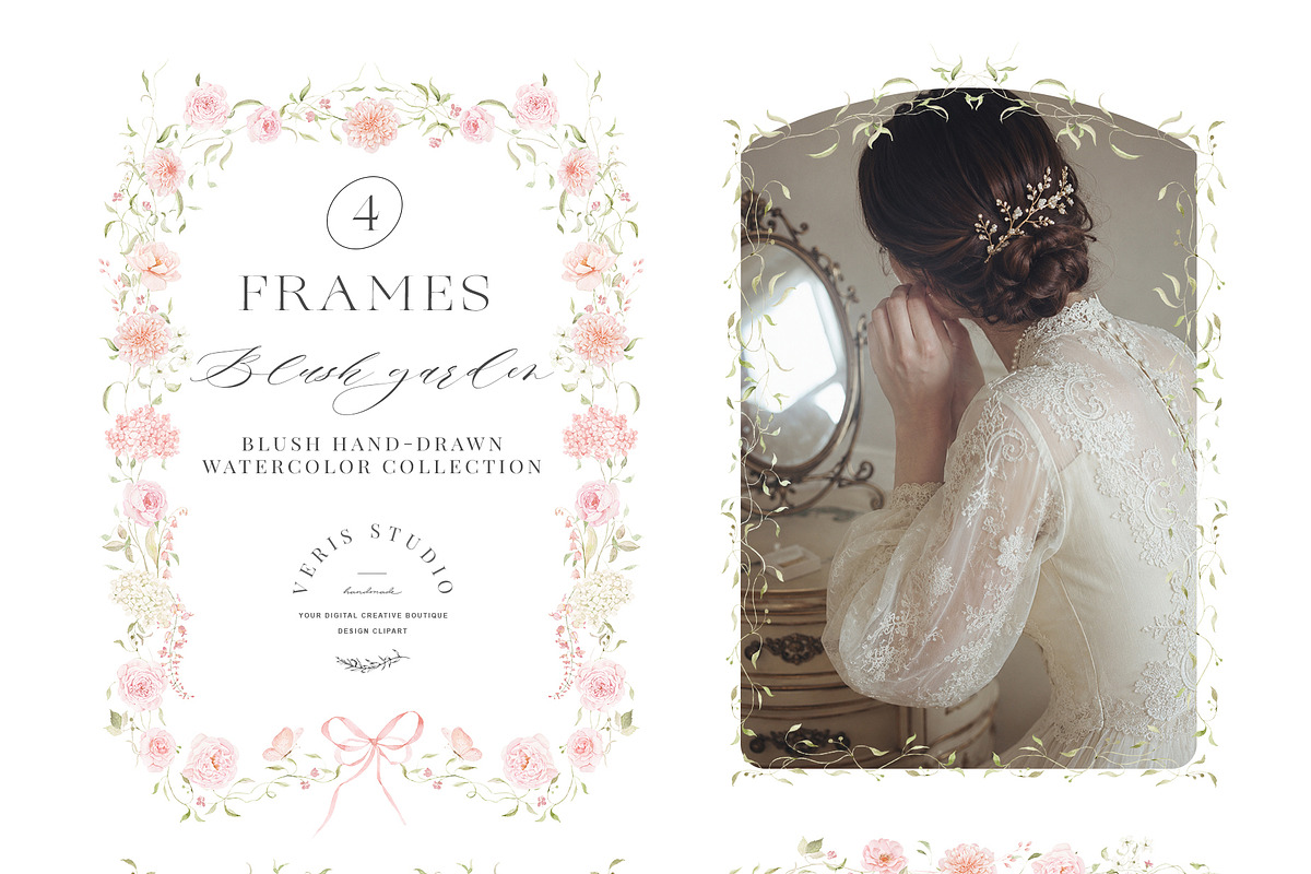 Blush Pink Watercolor Floral Bows, a Decorative Illustration by Veris Studio (Photo 8 of 15)