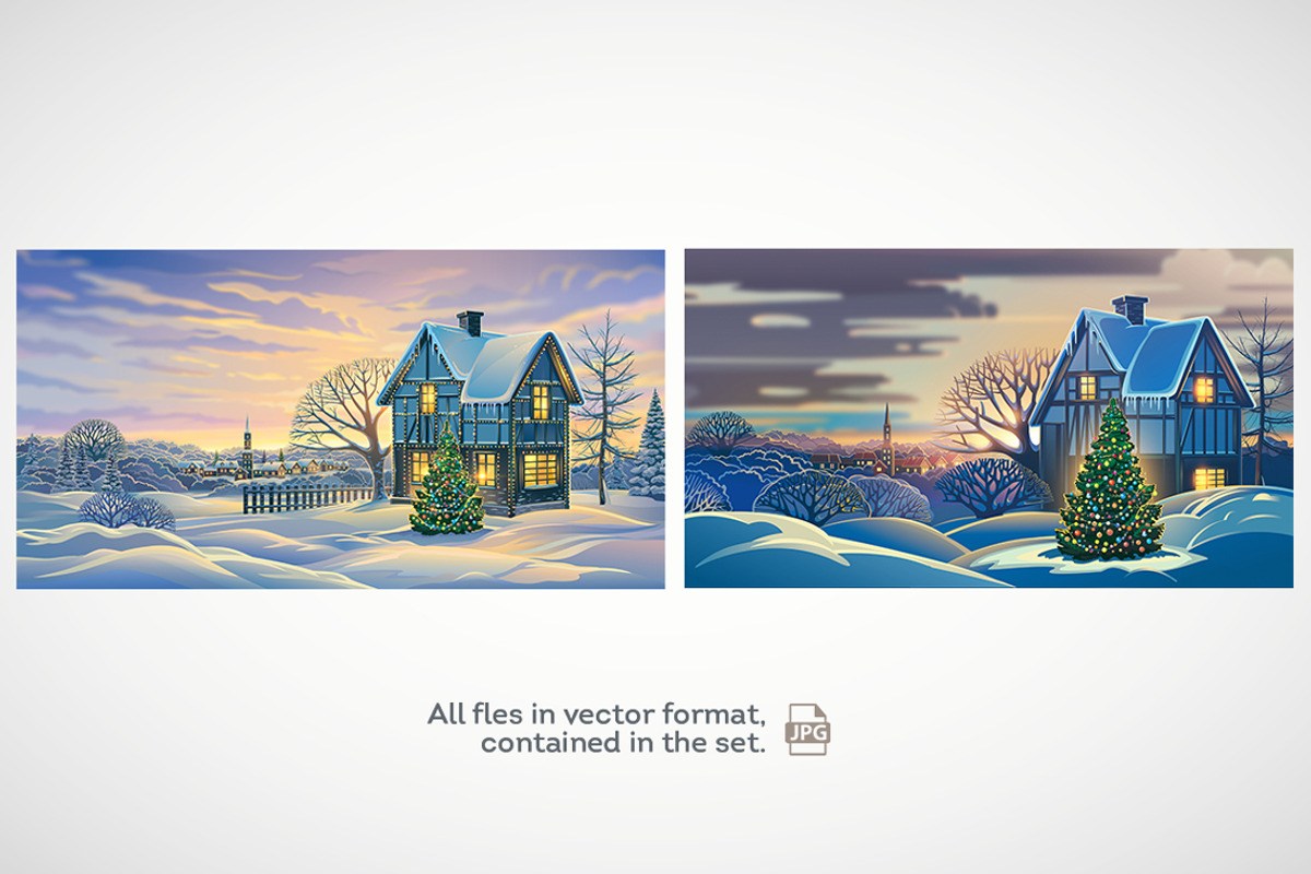 Winter Festive Landscape, a Decorative Illustration by Countryside life (Photo 9 of 11)