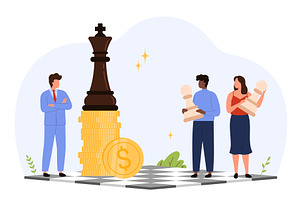 Big boss authority and inequality, a Finance Illustration by Flashvector