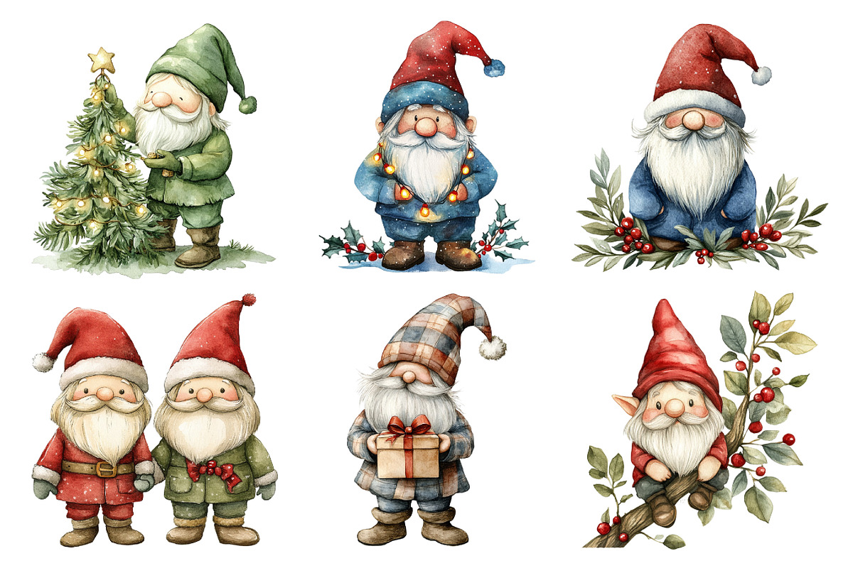 Gnome for the Holidays Set Clipart, an Illustration by Daily.Designs (Photo 5 of 5)