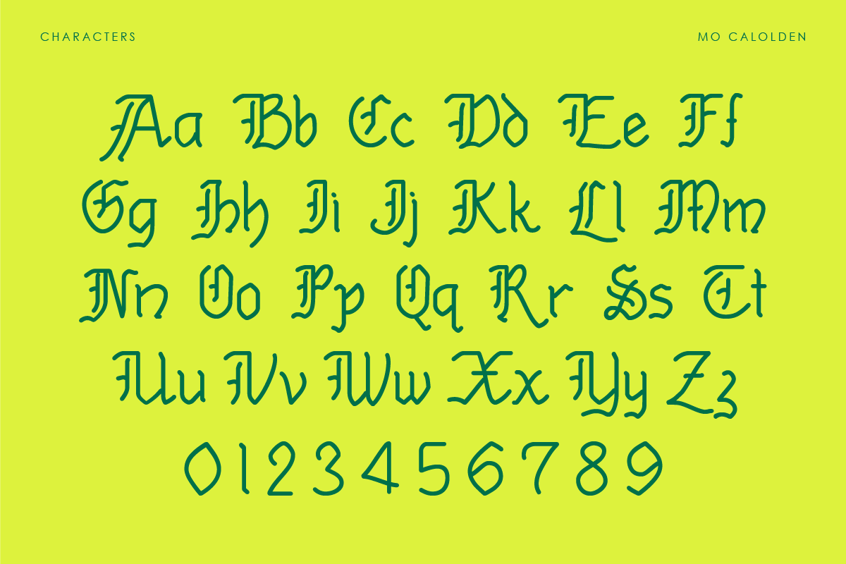 MO Calolden – Playful Blackletter, a Blackletter Font by Monoco Type Foundry (Photo 3 of 7)