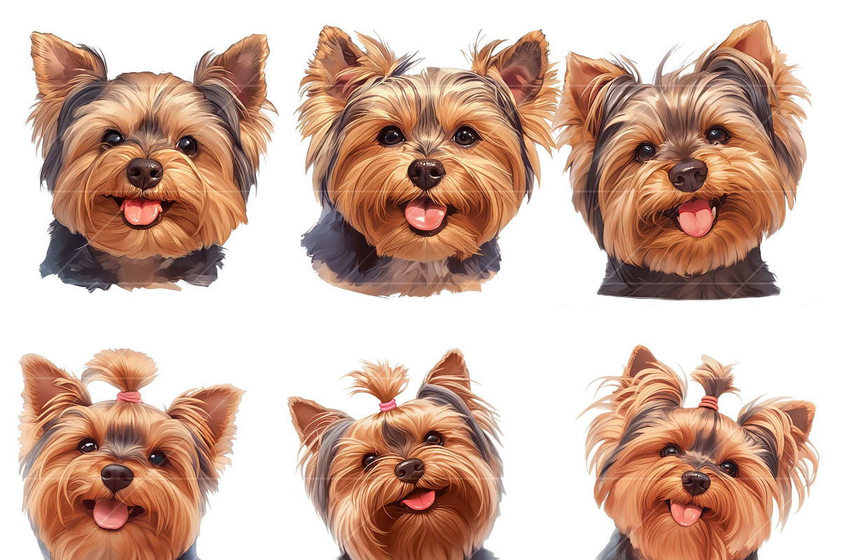 Watercolor Yorkie Dog Clipart Bundle, an Animal Illustration by Design Scotch (Photo 3 of 8)