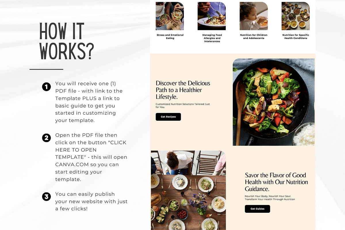 Nutritionist Canva Website Template, a Landing Page Template by Kromatic Design Studio (Photo 7 of 8)