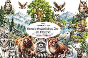 Watercolor Woodland Animals Clipart