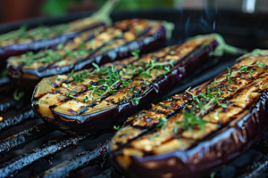 Grilled eggplants on grill, a Food & Drink Photo by AlyaAnd