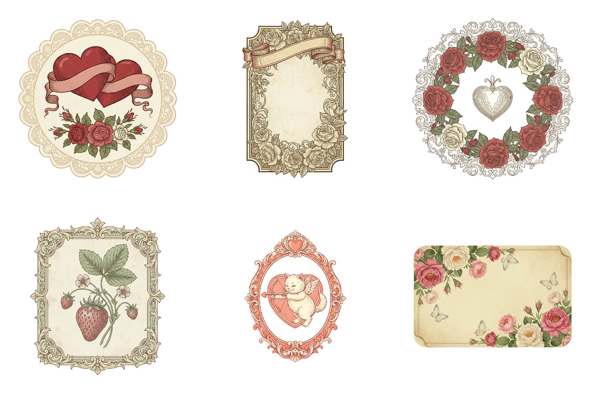 Vintage Valentine's Day Label Png, an Illustration by SinaCreation (Photo 3 of 5)