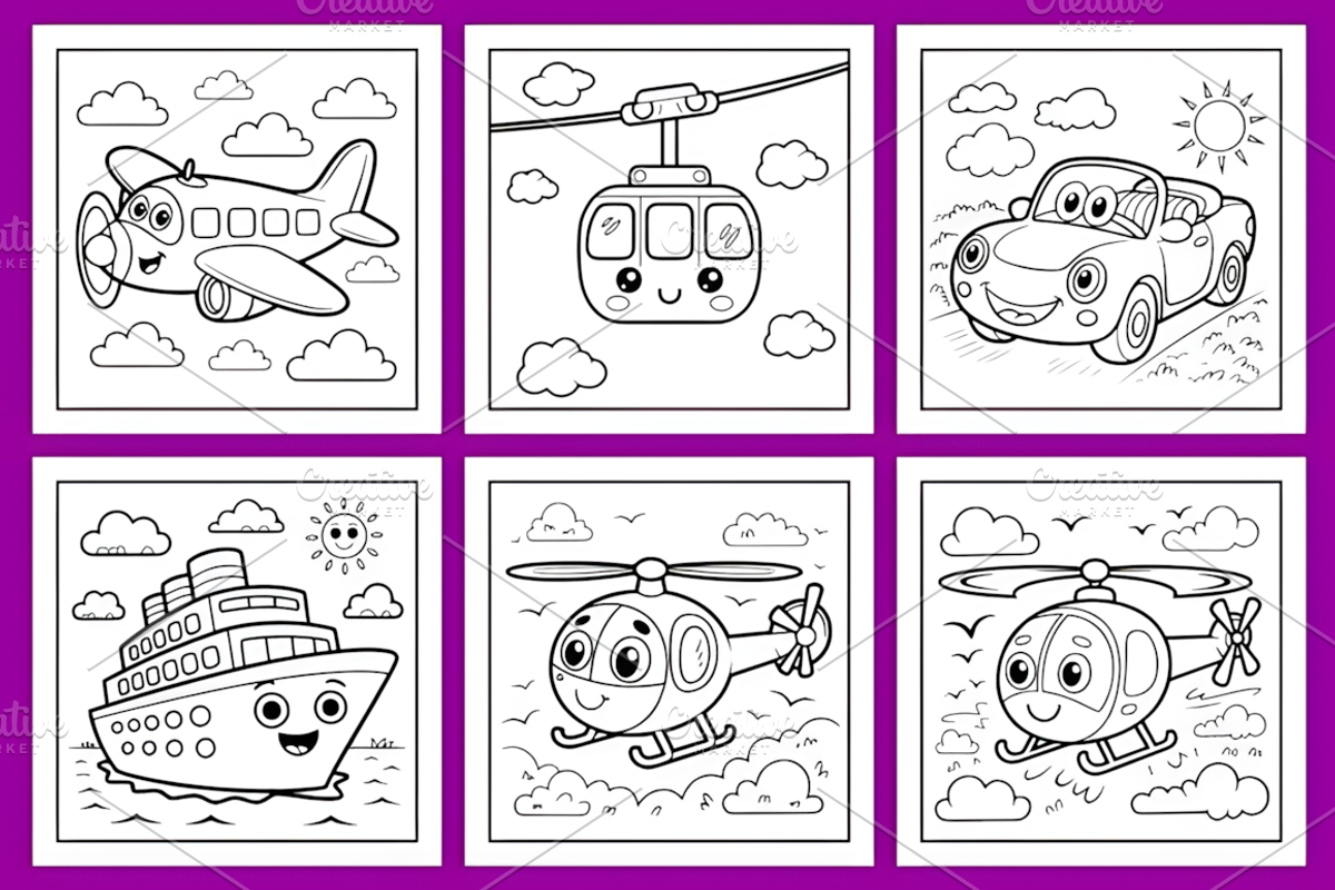 Vroom Vroom Vehicles Coloring Pages, a Decorative Illustration by Coco Bloom (Photo 3 of 4)