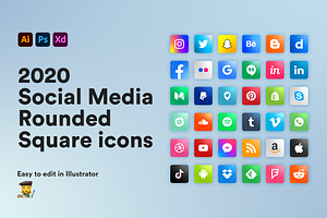 2020 Rounded Square Social Icons