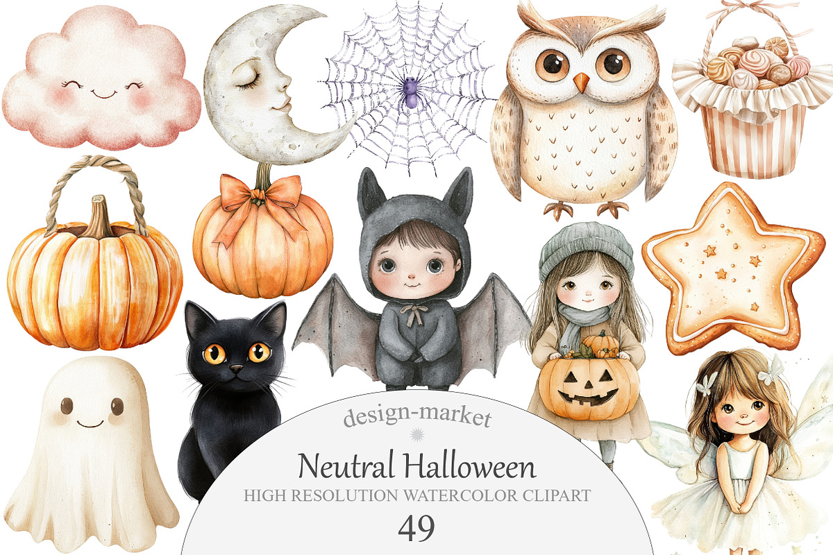 Neutral Halloween Clipart, an Illustration by Design Market (Photo 1 of 5)