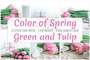 Spring tulip desktop mockup bundle 