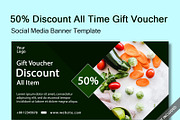 50% gift voucher social media banner, a Social Media Template by As Studio (Thumbnail 1 of 3)