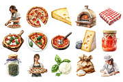 Watercolor Pizzeria Clipart, an Illustration by Daily.Designs (Thumbnail 3 of 4)