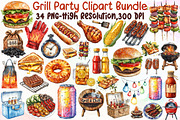 Watercolor Grill Party Clipart Bundl, an Illustration by Sublimation Artist (Thumbnail 1 of 6)