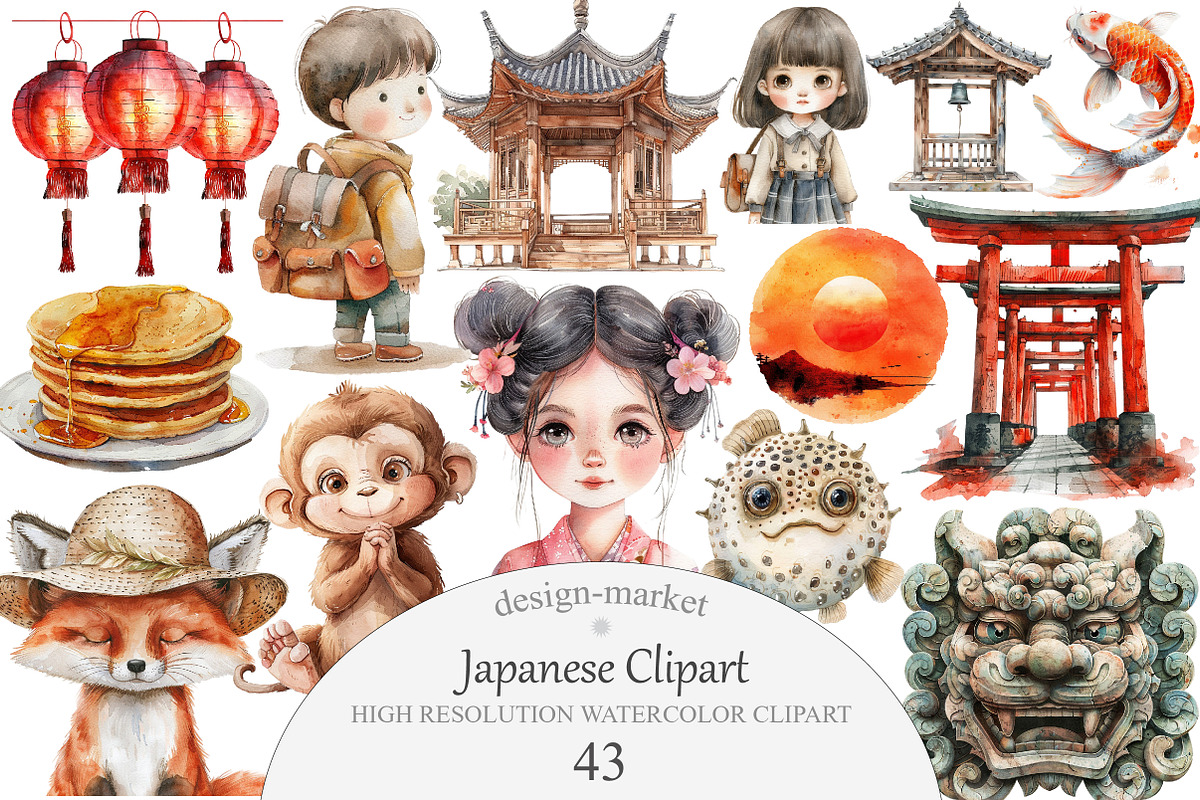Japanese Clipart, an Illustration by Design Market (Photo 1 of 5)