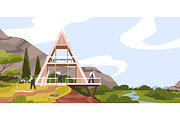 Builders constructing modern houses, a Person Illustration by Good Studio (Thumbnail 2 of 5)