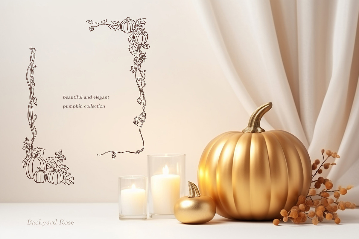Pumpkin Line Art & Frames, a Decorative Illustration by Backyard Rose (Photo 9 of 13)