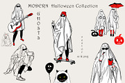 MODERN  Halloween Ghosts Collection, an Illustration by ArtOLB (Thumbnail 1 of 11)