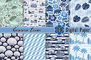 Blue Summer Ocean Digital Paper, a Pattern Graphic by Coco Bloom (Thumbnail 1 of 3)