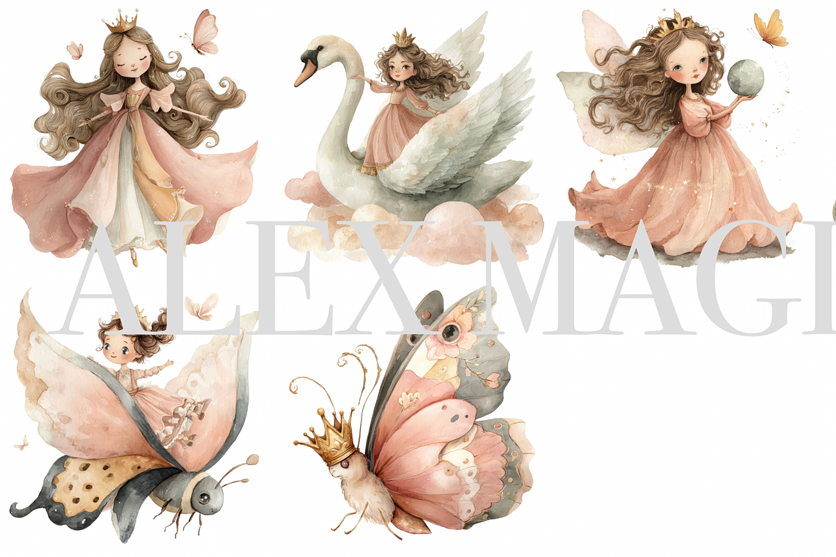 44 Butterfly Princess Clipart, an Illustration by Pati Charm Studio (Photo 3 of 9)
